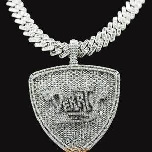 Pendentif en moissanite DERRS serti de diamants avec chaîne cubaine plaqué or, bijoux hip-hop de luxe mignons - Product Image 5