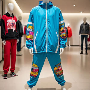 Conjunto de dos piezas de ropa deportiva para entrenamiento de primavera con logotipo personalizado, chaquetas transpirables para gimnasio, chándal cortavientos, conjunto de chándal para hombre - Product Image 4