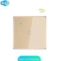 Automatisation de la maison intelligente pour interrupteur intelligent tactile Wi-Fi EU 4 boutons 1 voie blanc compatible Smart Life PC Alexa & Google Home