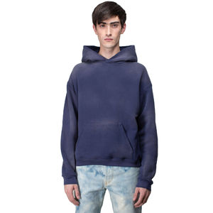 Pull à capuche thermique d'hiver brodé à l'acide vintage pour hommes de haute qualité 100% coton surdimensionné personnalisé avec motif solide - Product Image 2