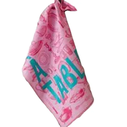 Aangepaste 100% Biologische Katoenen Keuken Handdoek Met Aangepaste Logo Gedrukt Voor Roze Kleur En Herbruikbare Keuken Theedoek