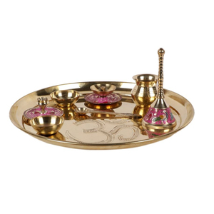 Nouveau design moderne de forme ronde en métal en laiton Pooja Thali vente en gros Pooja Pital Aarti Thali pour Pooja cérémonie au prix le plus bas - Product Image 6