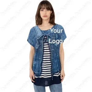 เสื้อยีนส์ยาวสำหรับผู้หญิง, เสื้อยีนส์ยาวไม่สมมาตรสไตล์เกาหลีใหม่2023