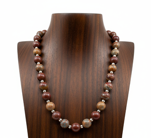 Bracelet-collier unisexe Rudra Gems en argent tibétain de 18 pouces avec fermoir à perles, cristal de jaspe naturel, géométrique, plaqué or, tendance - Product Image 6