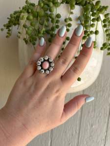 New Design Handmade Pink Conch CZ 925 Sterling Silver Adjustable Fine Jewelry Boho Classical <b>Statement</b> <b>Ring</b> For Party Wedding - Product Image 3