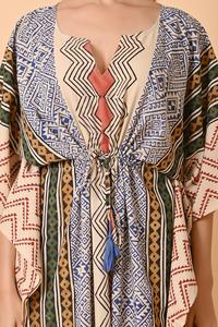 High Quality Cotton Block Print <b>Kaftan</b> <b>Dress</b> Modest Long Maxi Handmade Floral Embroidery Loose Upto 54inch Wholesale Price - Product Image 4