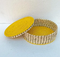 Panier de chapati d'herbe Sabai fait à la main avec couvercle boîte de conteneur polyvalente pour la décoration de la maison de bureau - Product Image 4