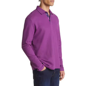 Camisetas Polo con Logotipo Personalizado, Transpirables, de Manga Larga, al por Mayor, con Logotipo Bordado Personalizado, Camiseta Polo Lisa para Hombre - Product Image 6