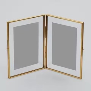 Gold Patterned Square Metal Eco-Friendly Transparent Thick <b>Glass</b> Photo <b>Frame</b> Elegant Decorative Home Office Hotel <b>Picture</b> Holder - Product Image 2