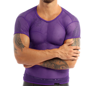 เสื้อยืดตาข่ายแห้งเร็วของผู้ชายเสื้อผ้าแขนสั้นทำจากผ้าฝ้าย/เส้นใยไม้ไผ่2024ออกแบบโลโก้ได้ตามต้องการ - Product Image 1