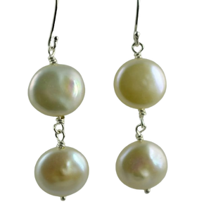 Pendientes Colgantes Hechos a Mano en Plata de Ley 925 con Perlas de Agua Dulce Auténticas en Forma de Bola, Regalo de Cumpleaños para Ella - Product Image 1