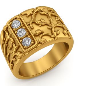 Anillo de Compromiso y Aniversario de Boda para Hombre, Chapado en Oro, Plata 925, Diseño Vintage, con Incrustaciones de Moissanita - Product Image 1