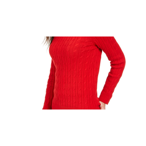 Maglione a Collo Alto con Cavo Intrecciato da Donna Charter Club, Rosso, Stile Coreano, Traspirante, con Logo Frontale, per Autunno Inverno, Taglia Large - Product Image 3