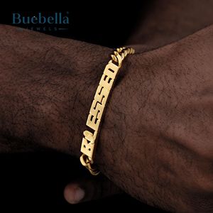8MM 18K oro cubano rezando mano bendito cubano enlace cadena pulsera Hombres estilo Hip Hop - Product Image 1