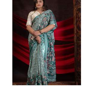 Sari de Brasso negro tradicional con motivos florales de trabajo de lámina Textura de Georgette transparente Pallu rico y eventos étnicos de frontera clásica - Product Image 3