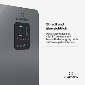 Chauffage électrique intelligent à convection 2500W mural portable avec minuterie 7 jours IP24 pour pièces jusqu'à 25 m² 8,4 kg Gris - Product Image 6