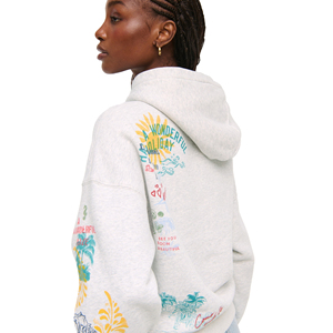 Sweat à capuche oversize décontracté pour femme en coton 100% avec imprimé sur l'avant - Product Image 4