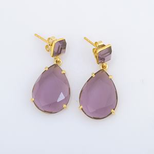 Pendiente de Plata de Ley 925 superventas con piedra preciosa de cuarzo amatista rosa, joyería de moda chapada en oro para mujer para boda - Product Image 2