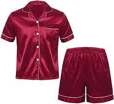 Men Satin Pajama Sets Two Piece Sleep Wear Lounge Wear <b>Women</b> Silky Satin Short Sleeve Shirt Shorts Night Wears - Product Image 2