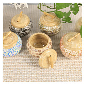 Décorations du Ramadan : Élégant pot en bambou fait main avec détails en nacre et coquille d'œuf, durable, portable, multi-tailles - Caryln - Product Image 6