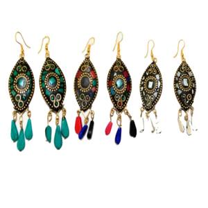 Pendientes de metal con diseño de mosaico colorido para fiesta de mujer y ropa de aniversario disponibles a precio de exportación desde India - Product Image 1