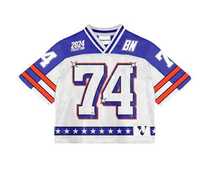 Vente en gros de t-shirts de football américain de luxe pour hommes, vêtements de football surdimensionnés en coton et polyester vintage - Product Image 6