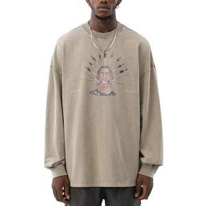 Serigrafía Venta caliente Ropa casual Plain Men Acid Wash Sudaderas Nuevo Último Diseño Profesional Sudaderas para Hombres - Product Image 3