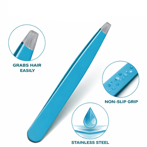 MANAN INSTRUMENTS Pinzas para Cejas Profesionales de Acero Inoxidable de Primera Calidad, Punta Inclinada, Antiestáticas, Duraderas, Color Azul Clásico - Product Image 5