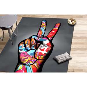 Alfombra Colorida con el Símbolo de la Paz: Tapete con Diseño de Graffiti, Decoración Urbana Moderna, Alfombra Suave con Pelo Largo - Product Image 1