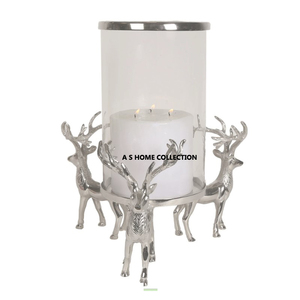 Fancy Designer Home Tabletop Decorative <b>Tealight</b> Candle <b>Holder</b> Clear Glass Metal Silver Finished for Sale - Product Image 2