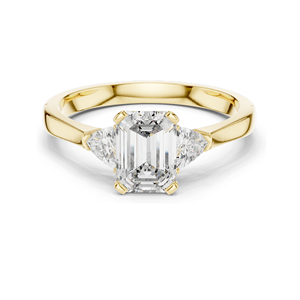 1.3 CT <b>Emerald</b> Cut Lab Diamond Three-Stone <b>Ring</b> for Women VVS-VS EF Clarity 18KT, 14KT, 10KT Gold & 925 <b>Silver</b> Rose, - Product Image 1