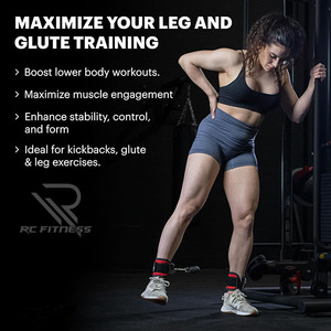 Correa de Tobillo Ajustable RC Fitness Wear, Hebilla de Tobillo de Cuero y Algodón con Espuma, Entrenador de Fuerza de Piernas Portátil y Ligero para Cable de Gimnasio - Product Image 4