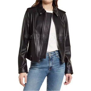 Pakistan Manufacturer Women's <b>Long</b> Breathable Winter Warm <b>Leather</b> <b>Jackets</b> with Cotton Filling Best Price - Product Image 6
