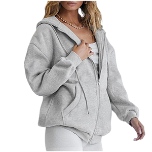 Sudadera con Capucha Informal de Moda para Mujer, Fabricada con Algodón Grueso de Alta Calidad, Cuello con Capucha, Cremallera Delantera, Impermeable, Estampado Personalizado - Product Image 5