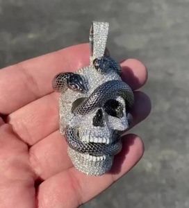 <b>Moissanite</b> Sterling silver Skull Men Pendant Beautiful Customized Pendant hip hop <b>Moissanite</b> Pendant <b>Other</b> Diamond <b>Jewelry</b> - Product Image 2