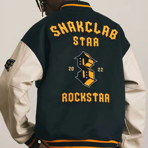 OEM personalizado de talla grande de los hombres Bomber chaqueta de béisbol parches personalizados bordado Logo Letterman Varsity chaquetas para hombre - Product Image 5