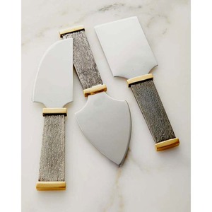 Wholesale stainless steel Silver Mirror Polished cheese Slicer set With New Amazing Two Shade <b>Bone</b> Round <b>handle</b> - Product Image 5