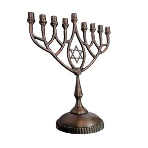 Adonai 12 pulgadas moderno puro latón macizo Menorah polaco sin lacar Jerusalén boda vela soporte para Hanukkah festivales regalo - Product Image 5