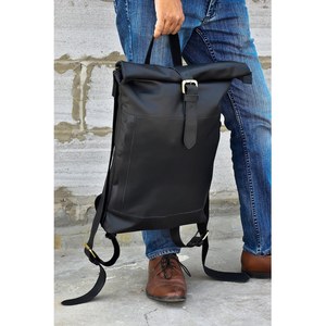 Custom Business Travel Shoulder Bag <b>Backpack</b> <b>Roll</b> Top Rolling <b>Backpack</b> Waterproof Casual leather Foldable <b>Backpack</b> LRTB-0016 - Product Image 4