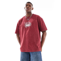 Bestseller Gecustomizeerde OEM/ODM Heren Oversized Graphic T-Shirt Rood Casual 100% Katoen Anti-Pilling Ademend Snel Droogend O-hals