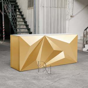 Barra de Bar Desmontable Personalizada de Acero Inoxidable Dorado con Panel Angular en Forma de Estrella y Cubierta de Vidrio Templado Espejado - Product Image 3