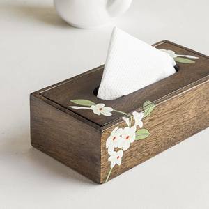 Boîte à mouchoirs en bois de manguier personnalisable, légère, 10 pouces x 5 pouces x 3 pouces, écologique, durable, design peint à la main, pratique pour un usage quotidien - Product Image 3