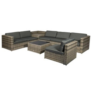 SF00003 Direct factory in Vietnam Modern <b>Sofa</b> 8Pcs Patio <b>Rattan</b> Set Outdoor Furniture with Cushions Tempered Glass - Product Image 1