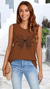 เสื้อกล้ามผู้หญิงลำลองฤดูร้อนเสื้อแขนกุดคอกลมทรงหลวมเสื้อทูนิคแบบธรรมดา - Product Image 3