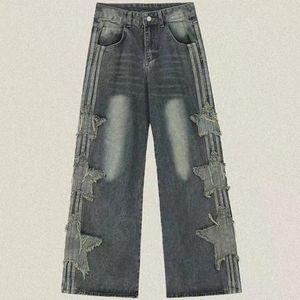 Combinaison pour homme personnalisée, style rétro, patch étoile, tricotée, taille mi-haute, jambe large, style hip-hop, design classique, nouveau style américain, grande taille - Product Image 6