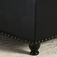 Pouf de rangement carré capitonné, tabouret multifonctionnel avec finition cloutée pour salon, chambre et bureau