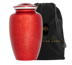 Urne funéraire artisanale rouge de style américain/européen de 10 pouces avec sac en velours, écologique et design personnalisable - Product Image 3