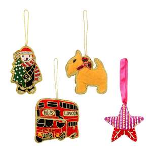 Adornos navideños hechos a mano Golden Gleam con bordado Zari de lujo Decoraciones navideñas de alta calidad - Product Image 6