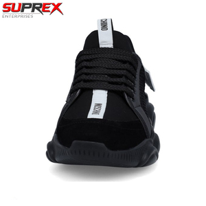 SUPREX ENTERPRISES Sneakers en cuir véritable noir à lacets avec maille camouflage respirante pour hommes, personnalisation des tailles et des couleurs - Product Image 2