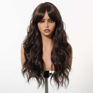 Eireen-DWY Long Brown Curly Glueless Synthetic <b>Wig</b> High Quality Heat Resistant Fiber Small Cap Size Transparent <b>Lace</b> - Product Image 4